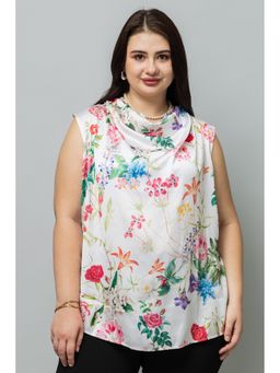 PURYS PLUS - Floral Print White Top