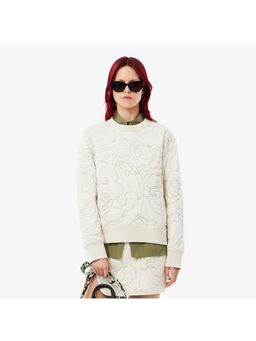 Lacoste - Oversized Reversible Embroidered White Sweatshirt