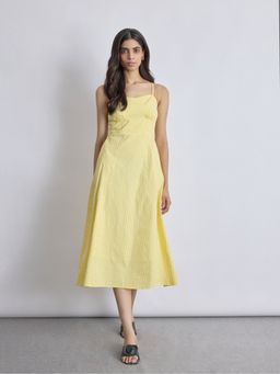 The Label Life - Gingham Corset Yellow Midi Dress