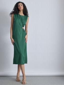 The Label Life - Emerald Buckled Ruched Midi Dress