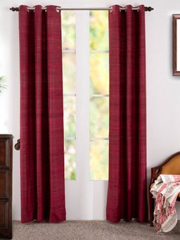 Maspar - Hickory Silk Silk & Cotton Solid Bordeaux Door Curtain Set of 2