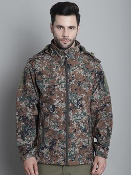MountMiller - Men's Camouflage 12 Zipper SoftShell Ripstop Tactical Hooded Jacket | Multi-Pocket
