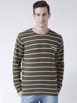 Club York - Men Olive Striped Pullover