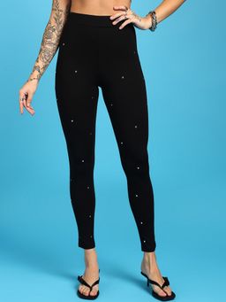 Saffe - Women'S Body-Fitted Embellished Black Jagging