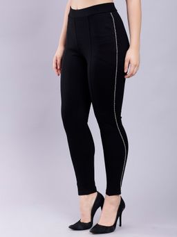 Saffe - Women'S Black Casual Skinny Fit Elasticated Stretchable Jeggings