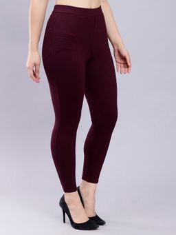 Saffe - Wine Skinny Fit Elasticated Jeggings