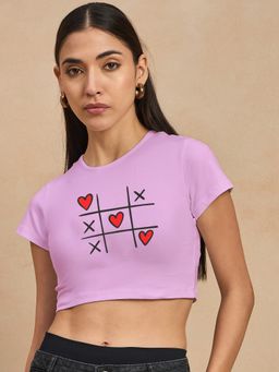 COLOR CAPITAL - Pink Cotton Round Neck Crop Top