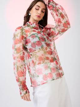 Globus - Multi-Color Organza Collar Neck Shirt