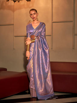 Odette - Purple Festive Woven Silk Saree with Unstitched Blouse