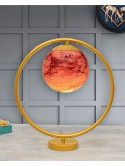 Homesake - Gold Table Light Frosted Red Shade Round