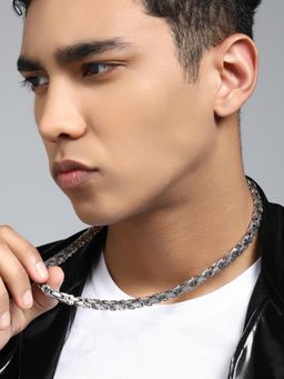 French Accent - Men's The Cycle Chain Metallic Silver Necklace