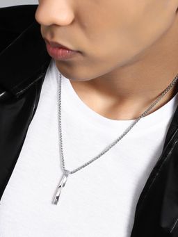 French Accent - Men's The Twisted Metallic Silver Pendant Necklace