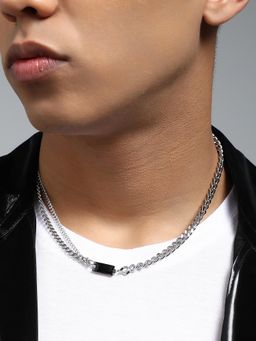 French Accent - Men's The Daily Metallic Silver Pendant Necklace