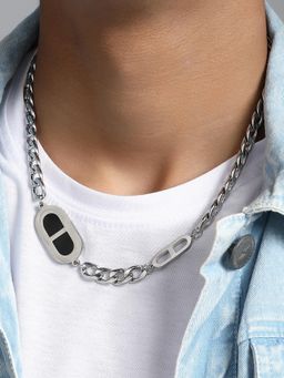French Accent - Men's The Intera Metallic Silver Chain Necklace