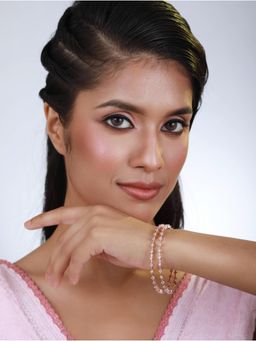 Gahan - Pack of 2 Rose Gold-Plated & White Round American Diamond Studded Classy Bangles