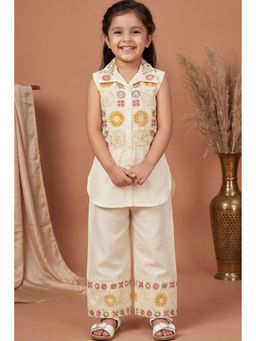 Lagorii - Beige Embroidered Kurta and Palazzo