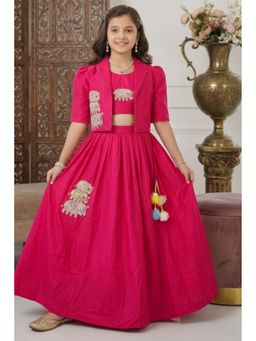 Lagorii - Rani Pink Embroidered Lehenga Choli With Jacket
