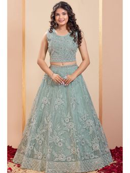 Lagorii - Sky Blue Embroidered Lehenga and Choli