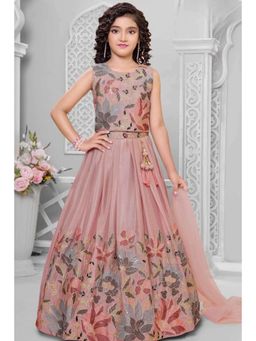 Lagorii - Dusty Pink Floral Embroidered Lehenga Choli And Dupatta