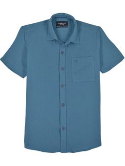 CHARCHIT - Boys Blue Half Sleeves Solid Casual Shirt