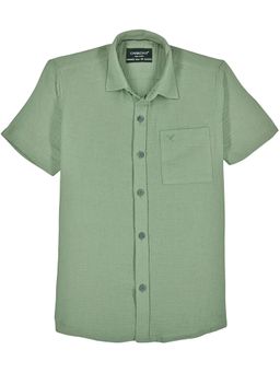 CHARCHIT - Boys Green Half Sleeves Solid Casual Shirt