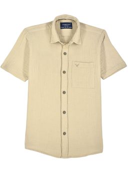 CHARCHIT - Boys Khaki Half Sleeves Solid Casual Shirt
