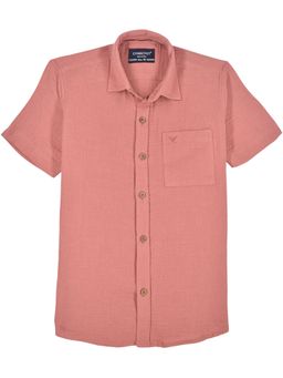 CHARCHIT - Boys Pink Half Sleeves Solid Casual Shirt