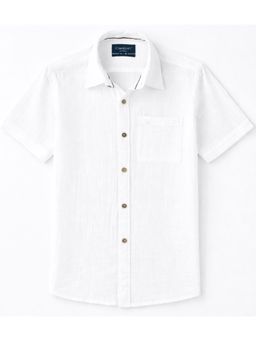 CHARCHIT - Boys White Half Sleeves Solid Casual Shirt