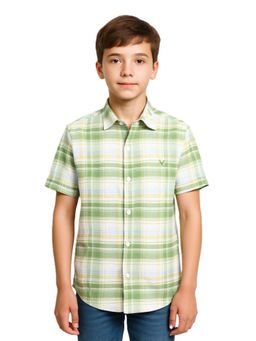 CHARCHIT - Boys Green Half Sleeves Checked Shirt