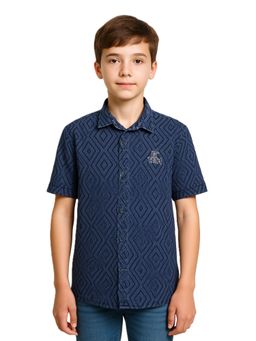 CHARCHIT - Boys Half Sleeves Solid Textured Casual Shirt