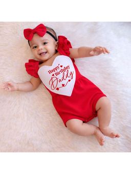 KNITROOT - Birthday Theme CottonHappy Birthday Daddy Onesie With Hairband