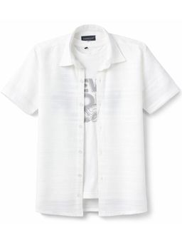 CHARCHIT - Boys White Half Sleeves Textured Shirt with T-Shirt
