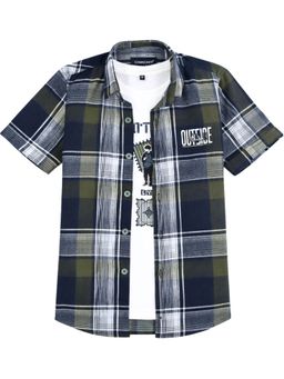 CHARCHIT - Boys Half Sleeves Checked Shirt with T-Shirt