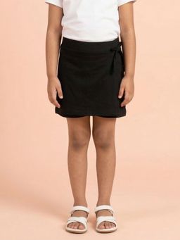 KiddoPanti - Girls Black Cotton Wrap Skort