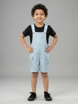 KiddoPanti - Unisex Denim Solid Cargo Dungaree