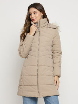 Madame - Womens Polyester Solid Beige Coat