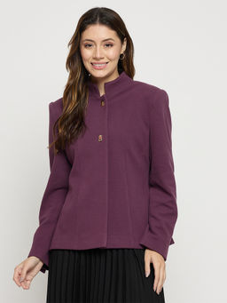 Madame - Womens Polyester Solid Purple Jacket