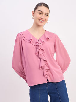 Madame - Womens Polyester Solid Pink Top