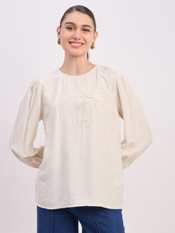 Madame - Womens Rayon Solid Ivory Top