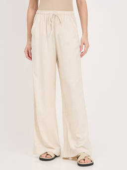 Madame - Womens Rayon Solid Beige Trouser