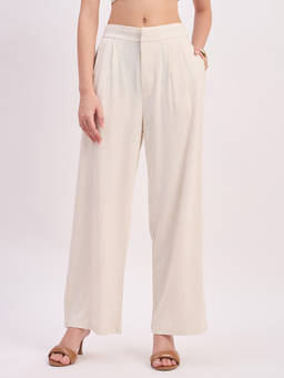 Madame - Womens Rayon Solid Beige Trouser