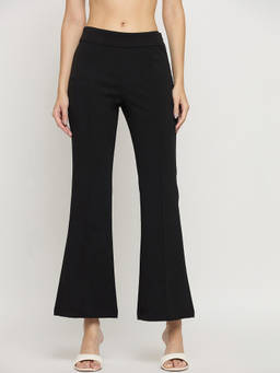 Madame - Womens Polyester Solid Black Trouser