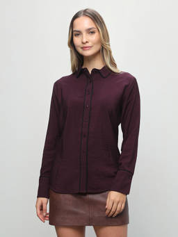 U.S. POLO ASSN. - Womens Viscose Solid Purple Shirt