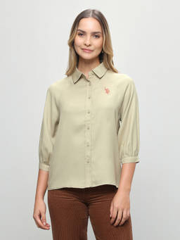 U.S. POLO ASSN. - Womens Polyester Solid Green Shirt