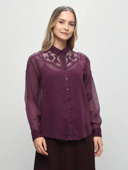 U.S. POLO ASSN. - Womens Polyester Embroidered Purple Shirt