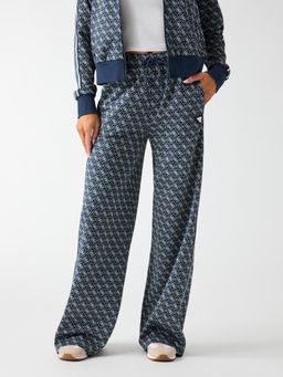 Guess - Womens Polyester Blend Printed Navy Blue Pants