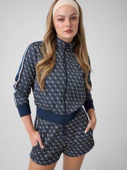 Guess - Womens Polyester Blend Geometric Navy Blue Jacket