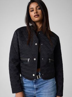 Guess - Womens Polyester Geometric Black Jacket