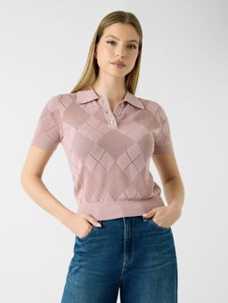 Guess - Womens Polyamide Textured Pink Sweater