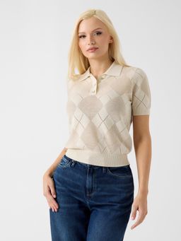 Guess - Womens Polyamide Textured Cream Sweater